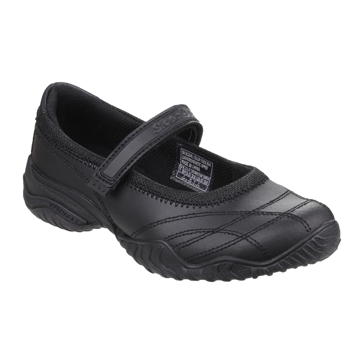 Skechers Velocity Pouty Girls Black School Shoe