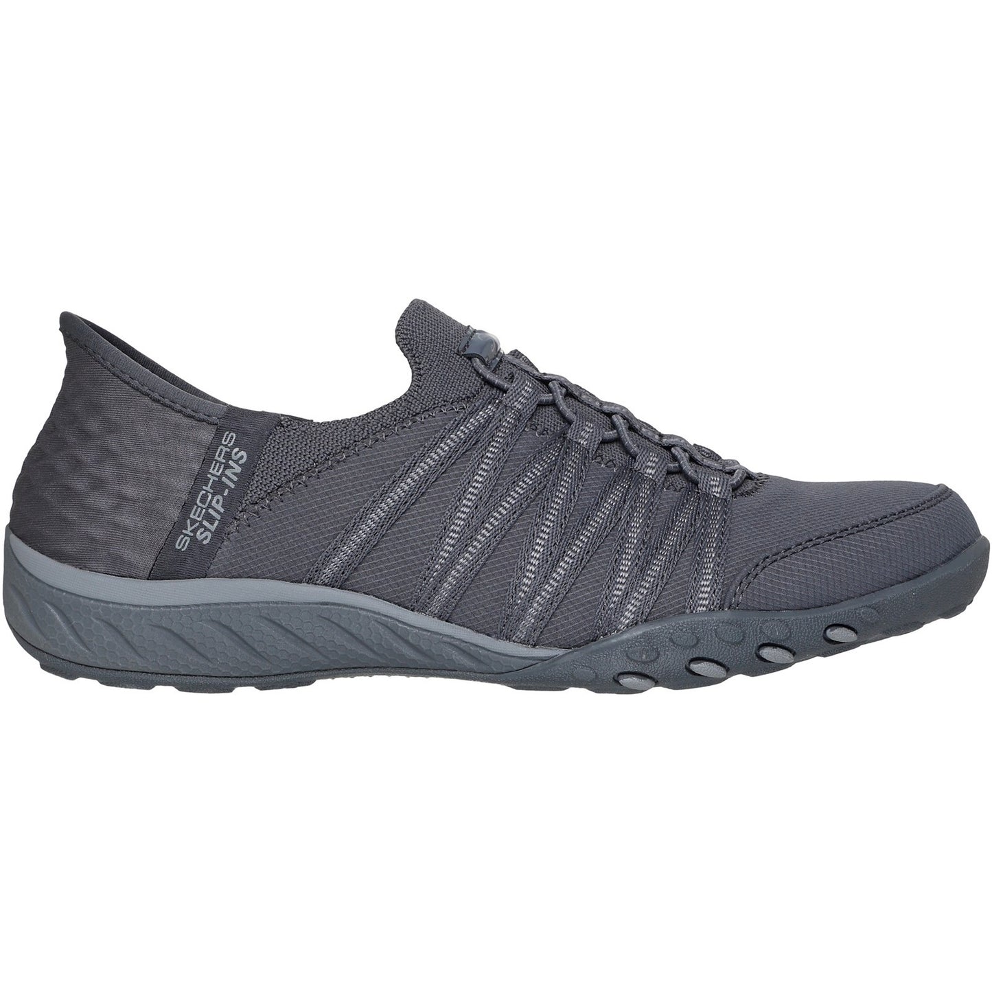 Skechers Breathe-Easy Roll With Me Womens Charcoal Trainer