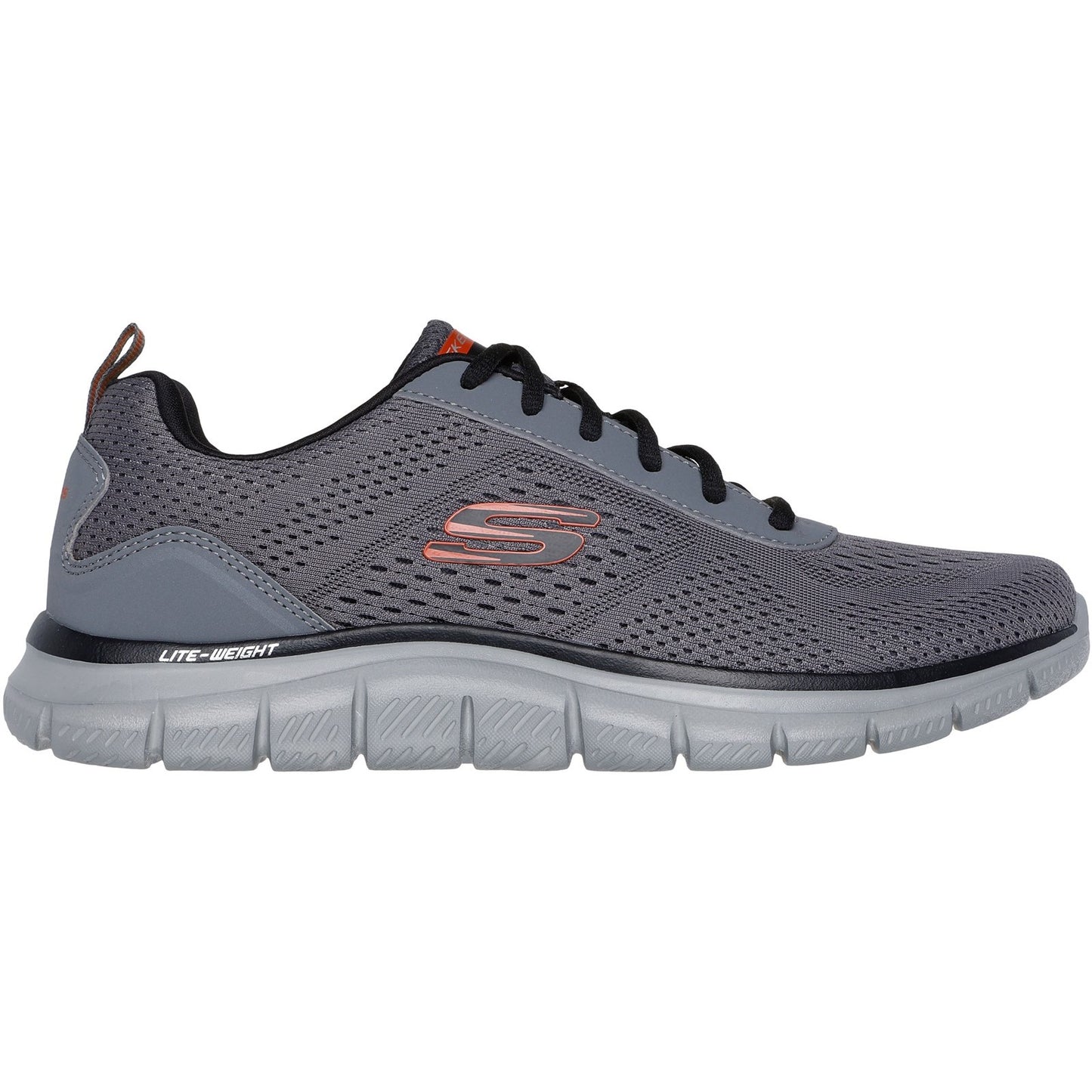Skechers Track Leshur Mens Charcoal Orange Trainers