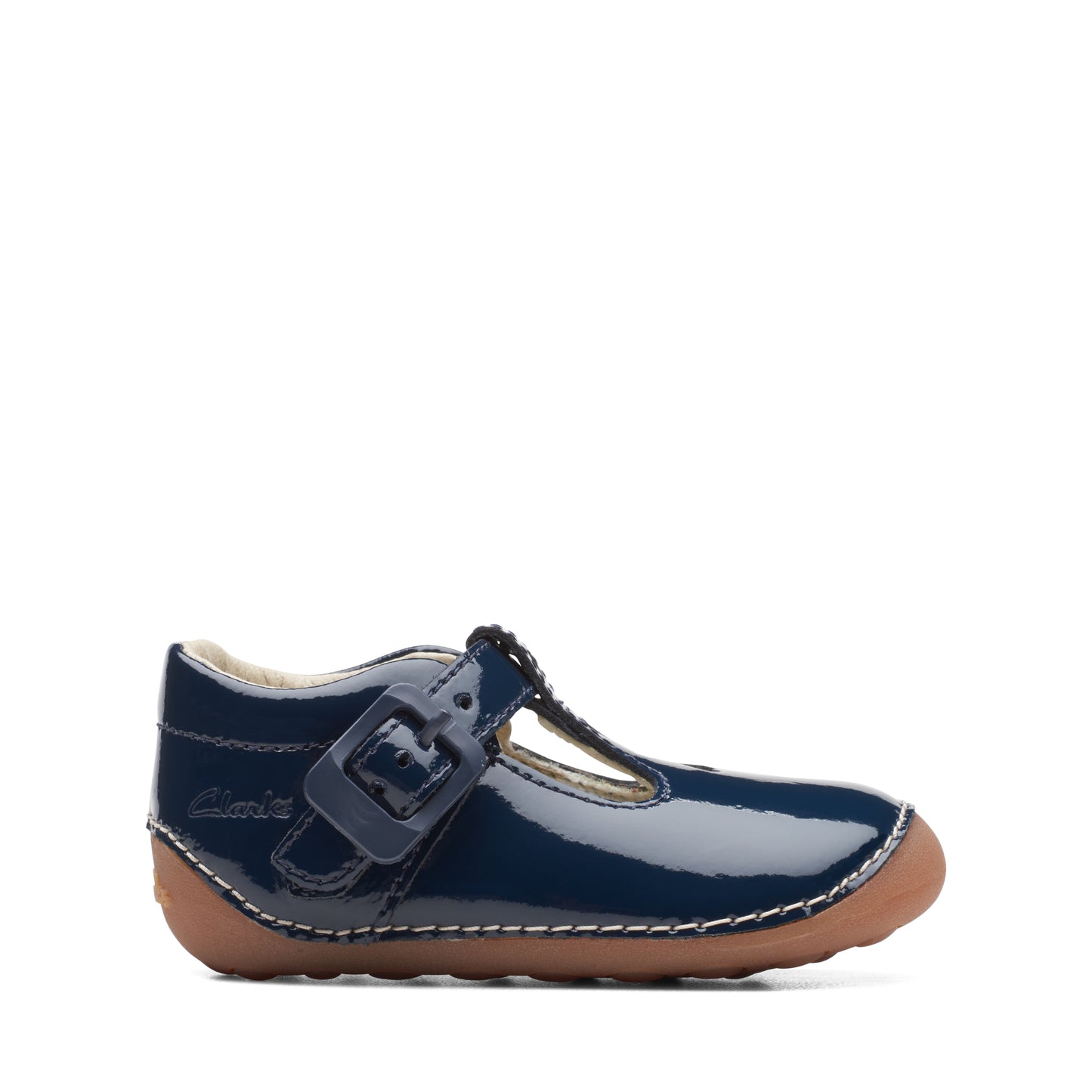 Clarks Tiny Beat Infant Girls Navy T-Bar Shoe