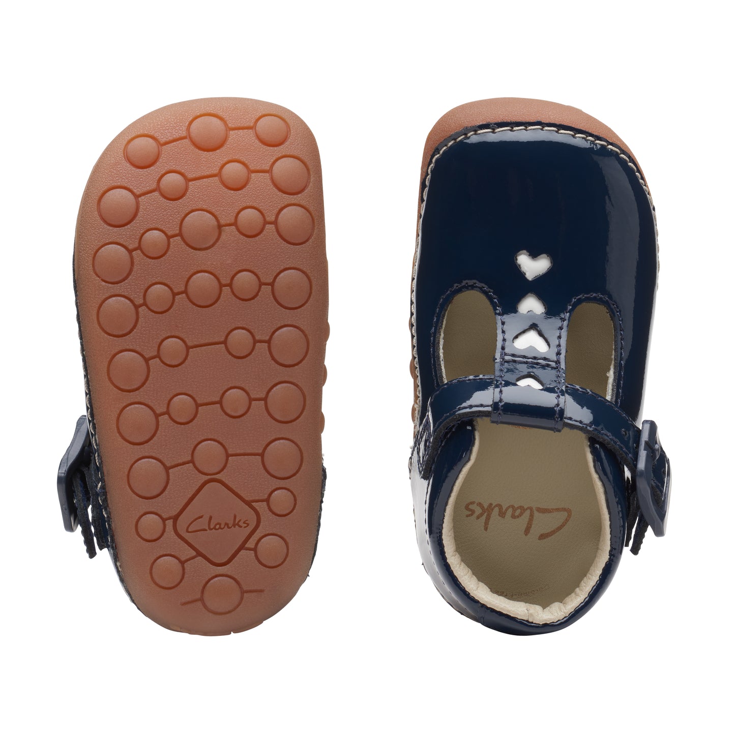Clarks Tiny Beat Infant Girls Navy T-Bar Shoe