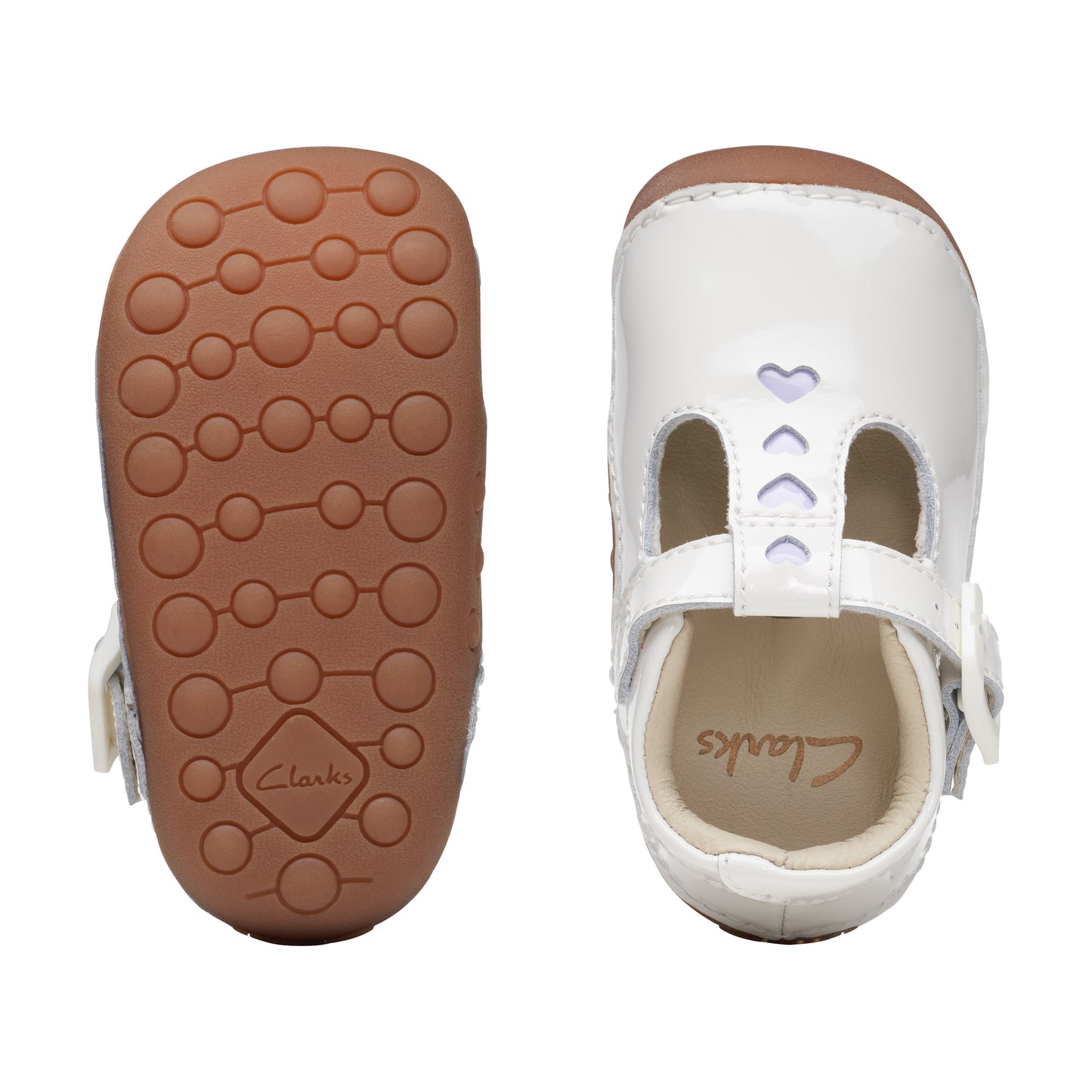 Clarks Tiny Beat Infant Girls White T-Bar Shoe
