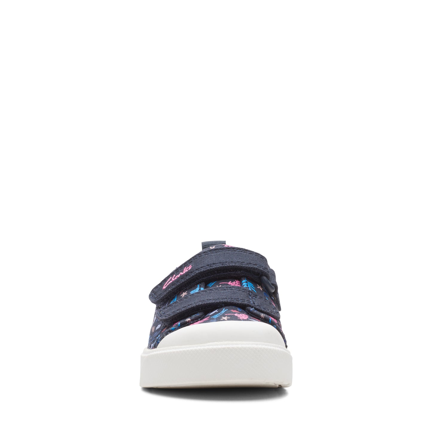 Clarks City Bright T Girls Navy Floral Canvas Shoe
