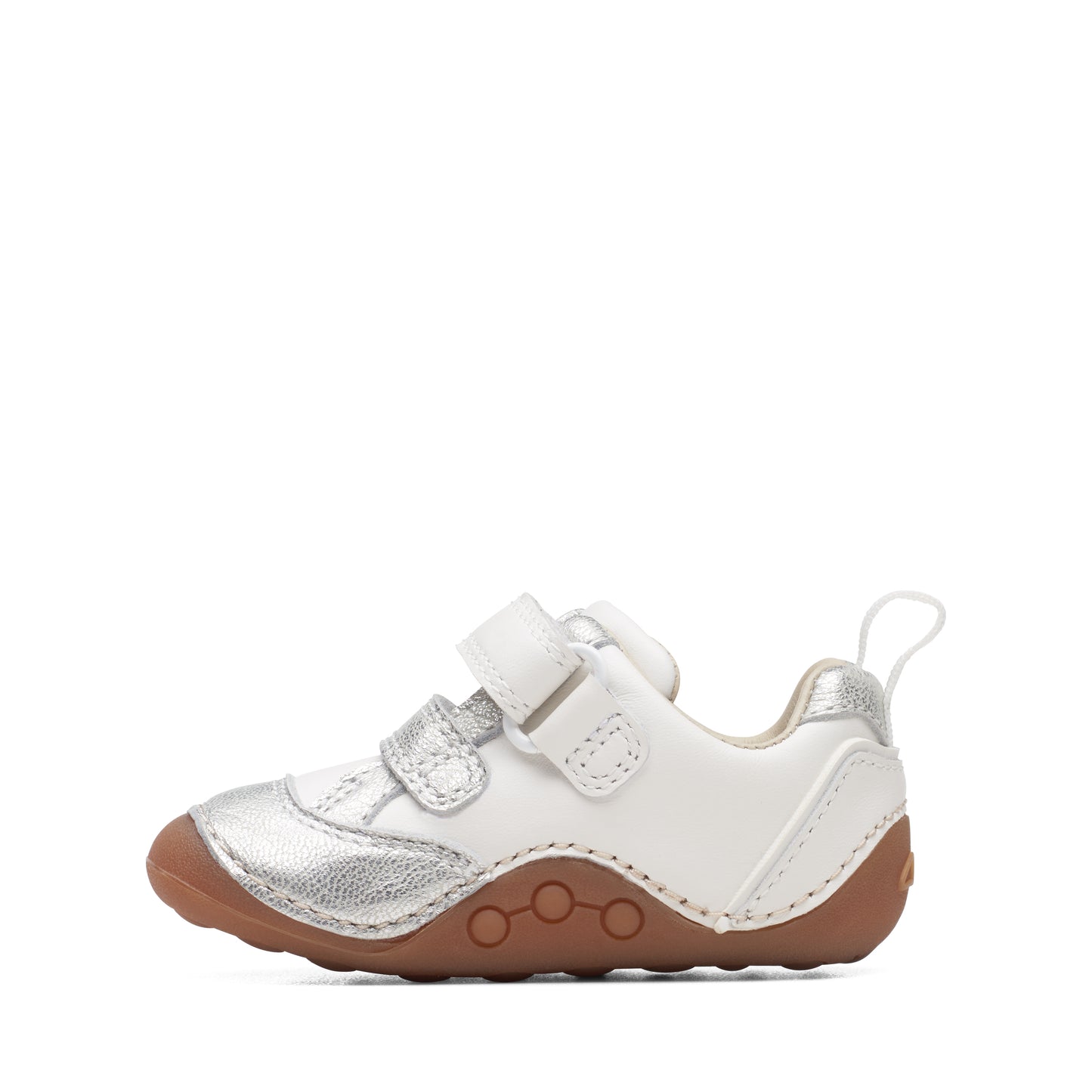 Clarks Tiny Sky Infant Girls White Metallic Shoe