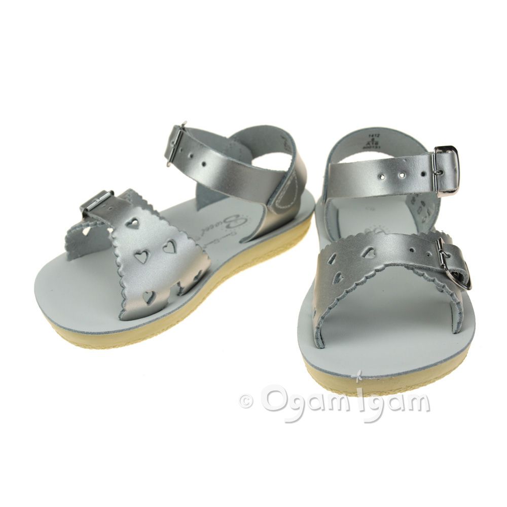 Salt-Water Sweetheart Girls Silver Sandal