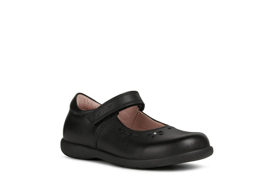 Geox Naimara Diamond Bow Girls Black School Shoe