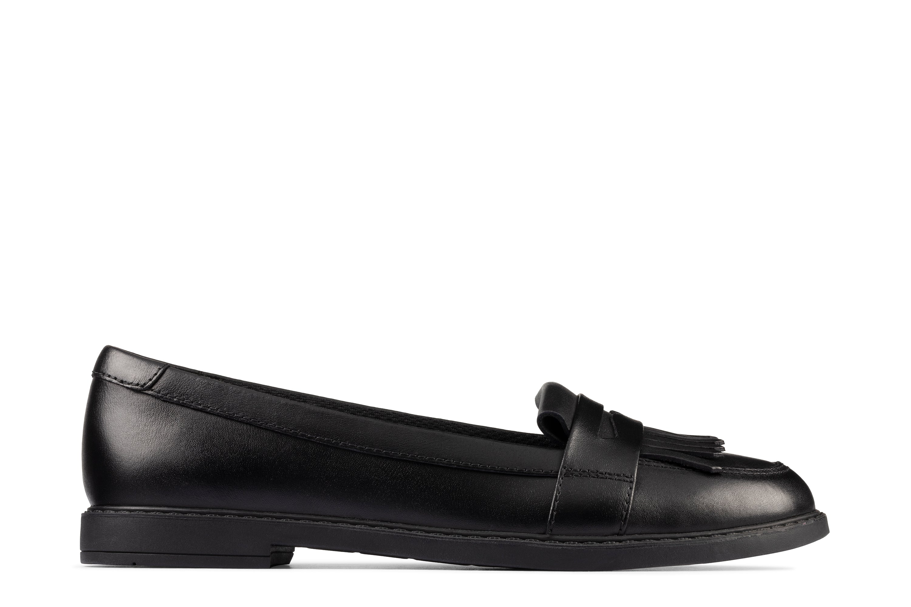 Clarks Scala Bright Girls Black Loafer School Shoe Ogam Igam