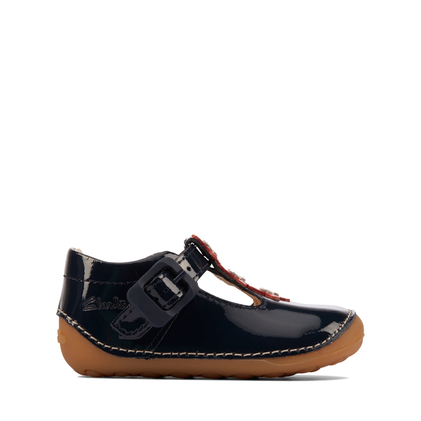 Clarks Tiny Flower Infant Girls Navy T-Bar Shoe
