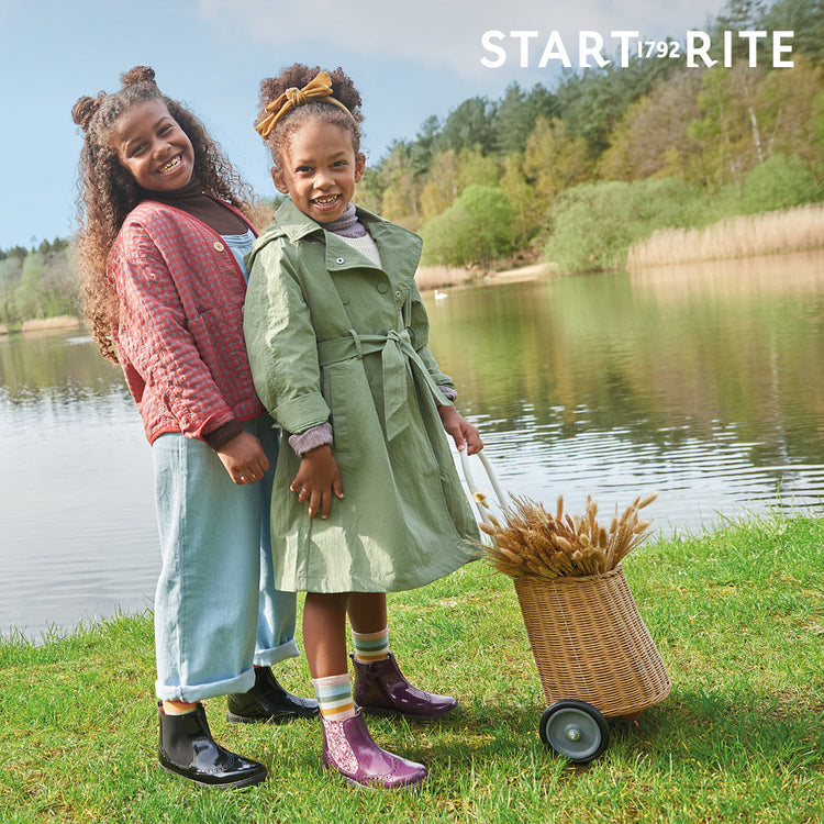 girls wearing patent ankle boots