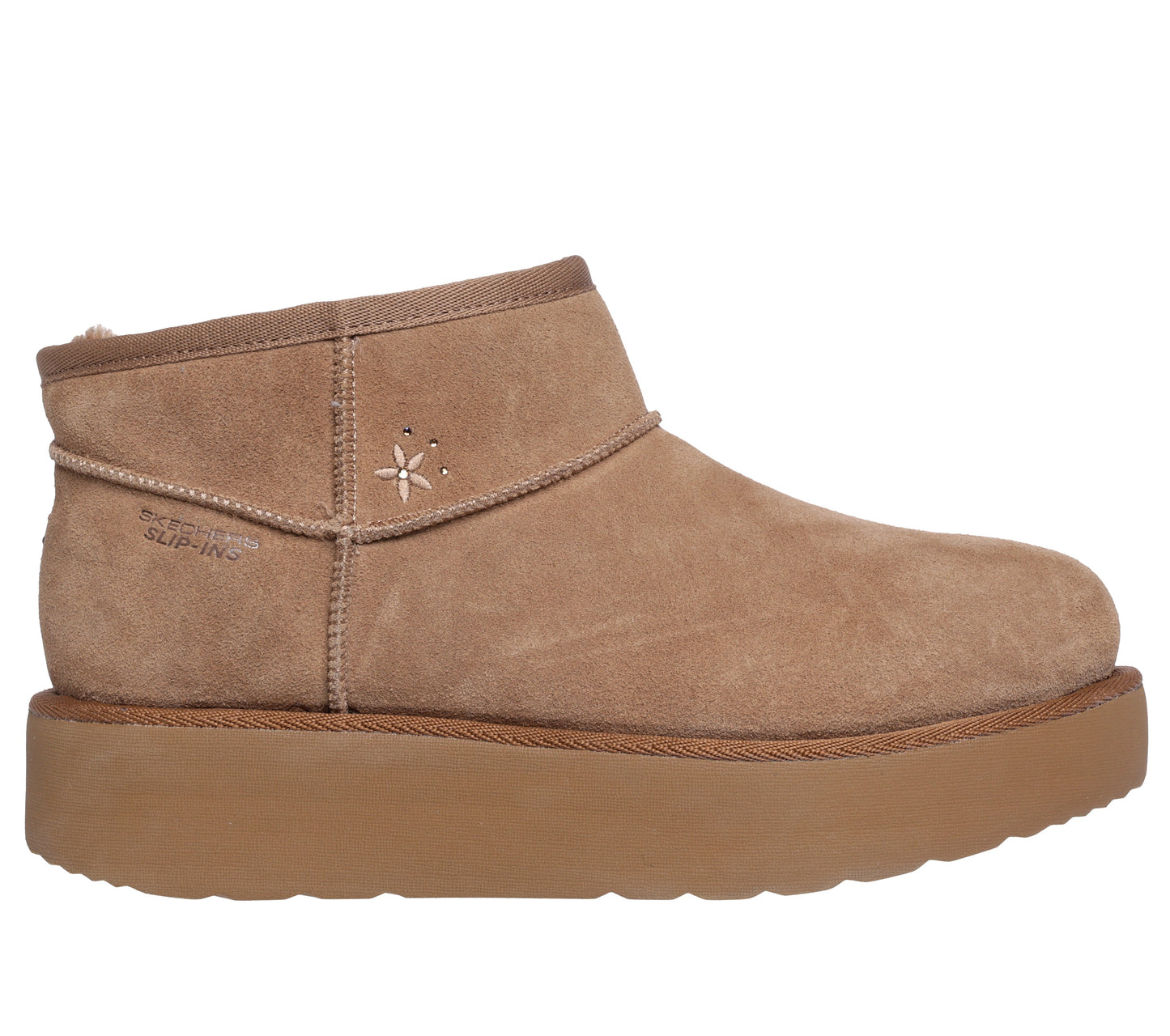 Skechers Keep Cozy Platform Womens Tan Suede Boot