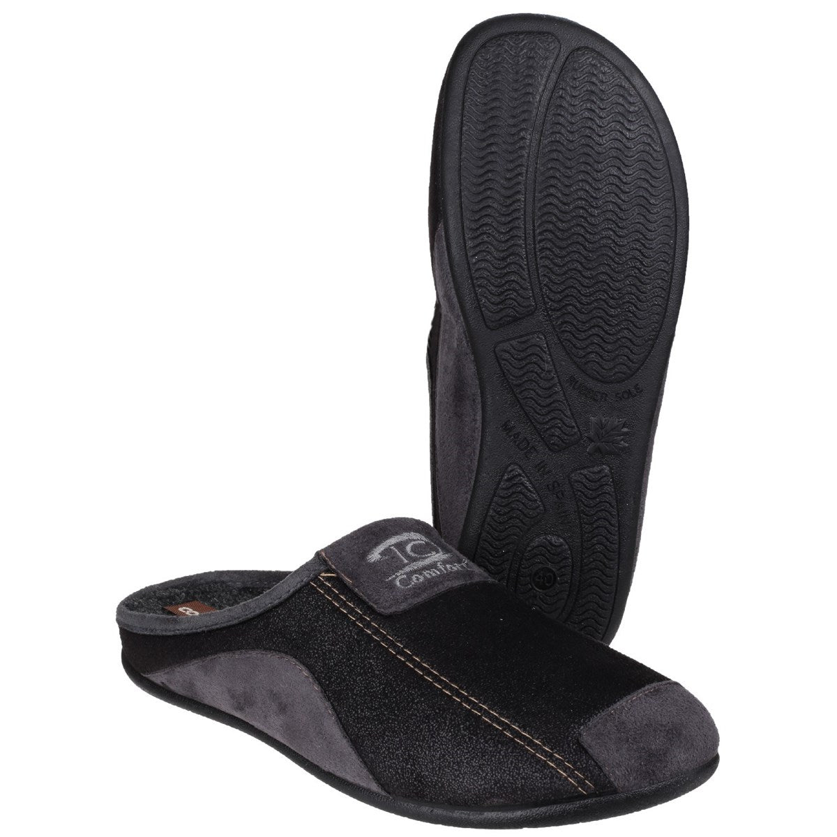 Cotswold Westwell Mens Black Mule Slipper