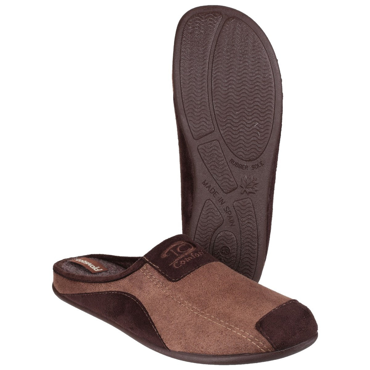 Cotswold Westwell Mens Brown Mule Slipper