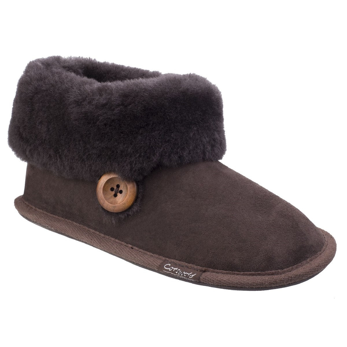 Cotswold Wotton Sheepskin Womens Chocolate Brown Boot Slipper