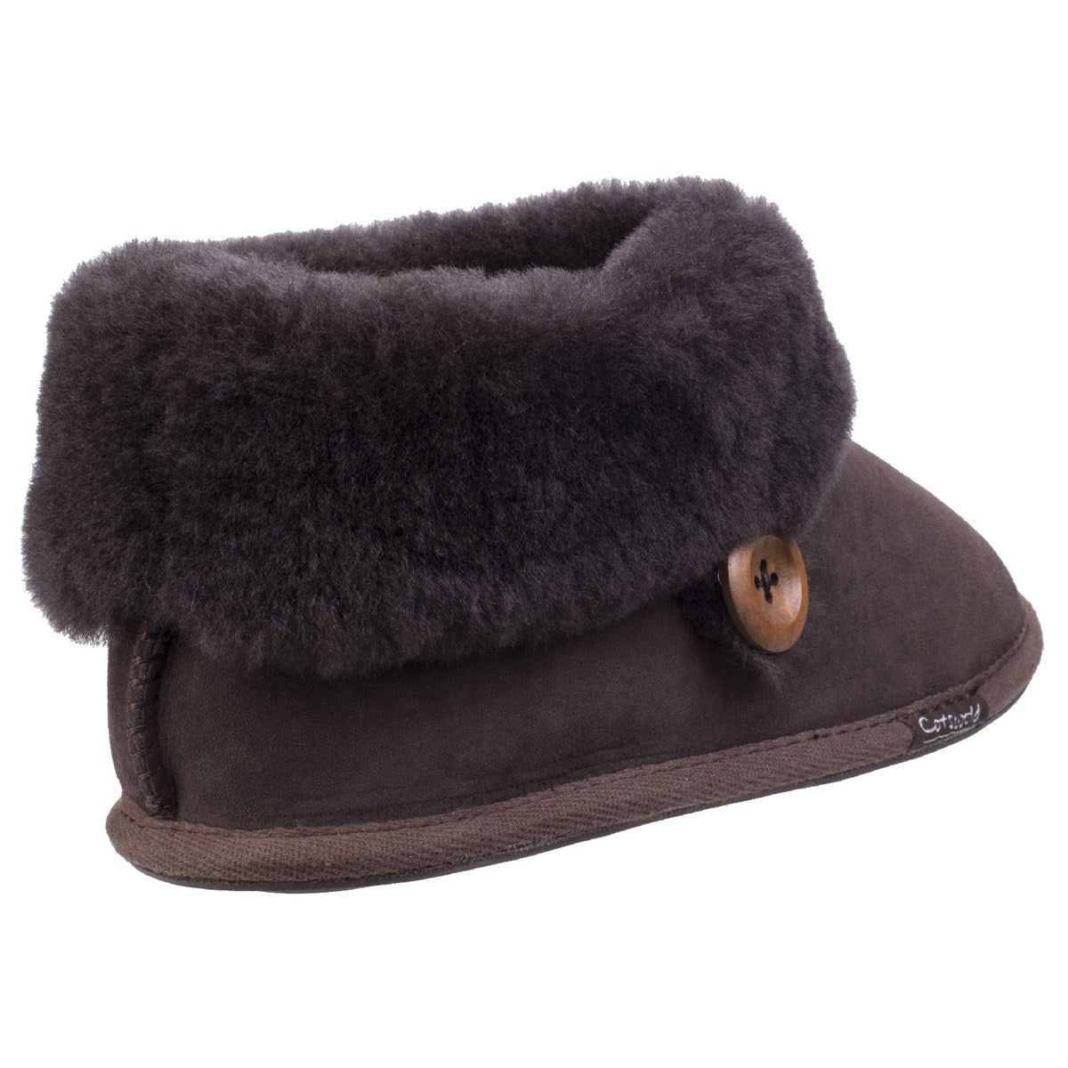 Cotswold Wotton Sheepskin Womens Chocolate Brown Boot Slipper