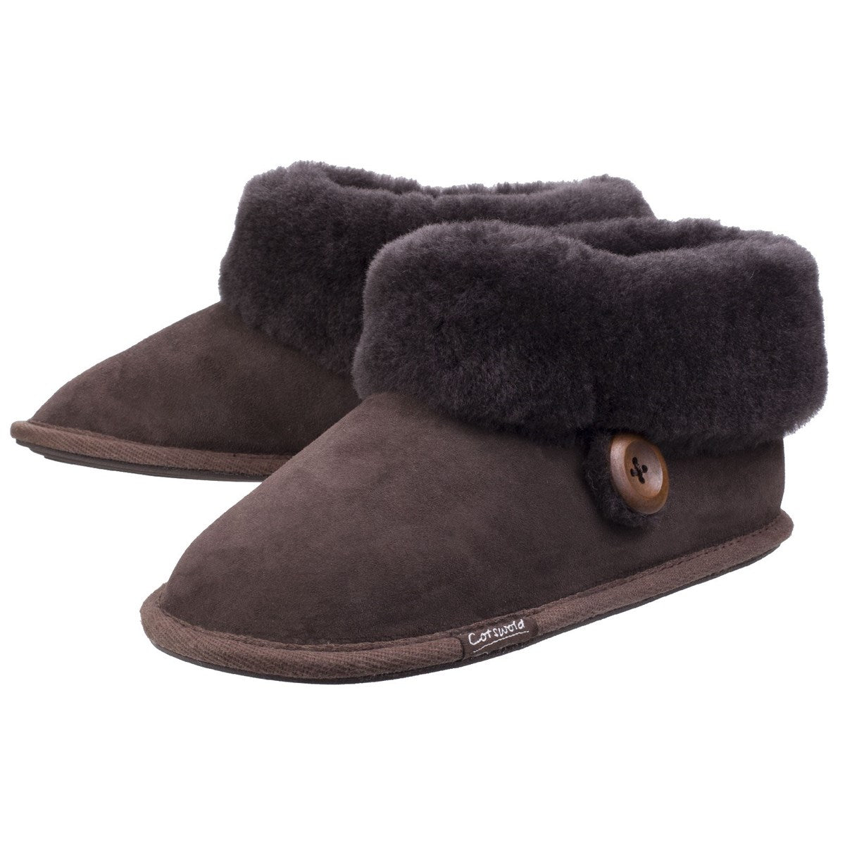 Cotswold Wotton Sheepskin Womens Chocolate Brown Boot Slipper