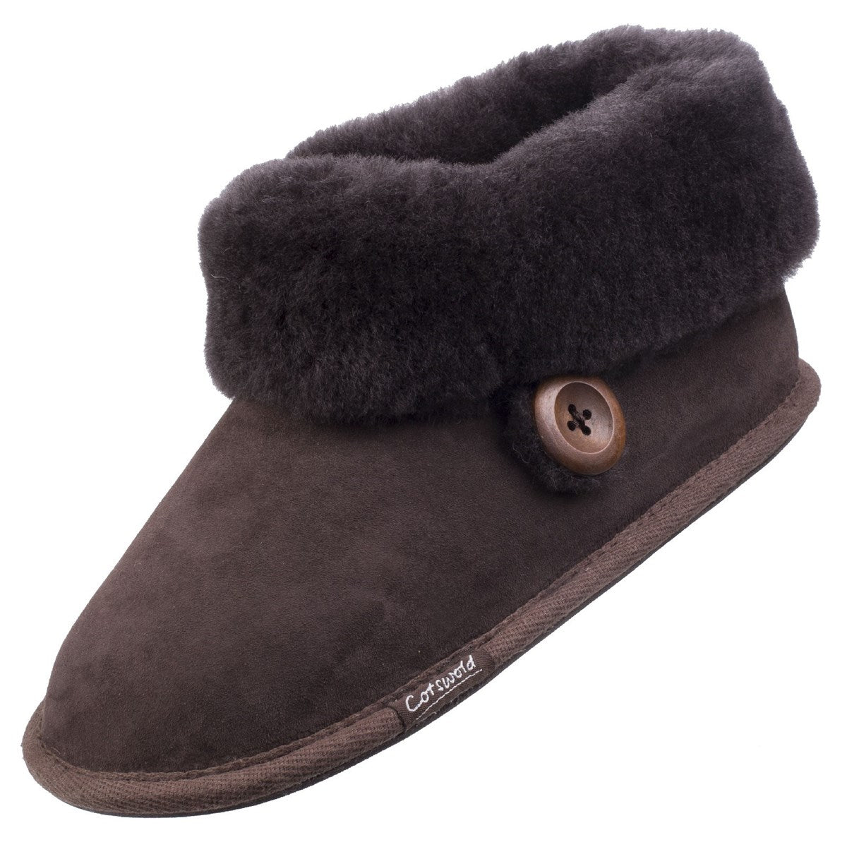 Cotswold Wotton Sheepskin Womens Chocolate Brown Boot Slipper