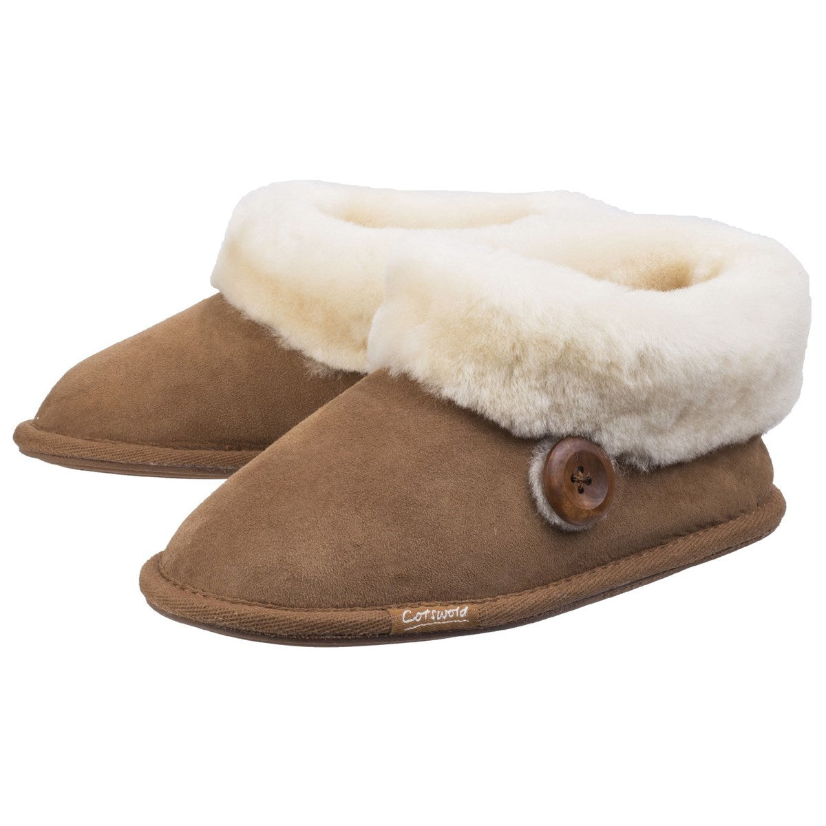 Cotswold Wotton Sheepskin Womens Tan Brown Boot Slipper