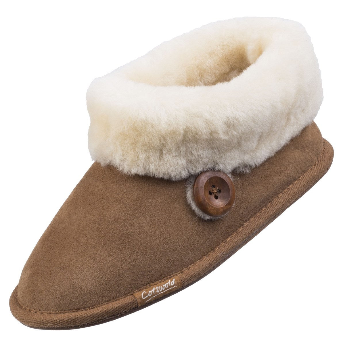 Cotswold Wotton Sheepskin Womens Tan Brown Boot Slipper