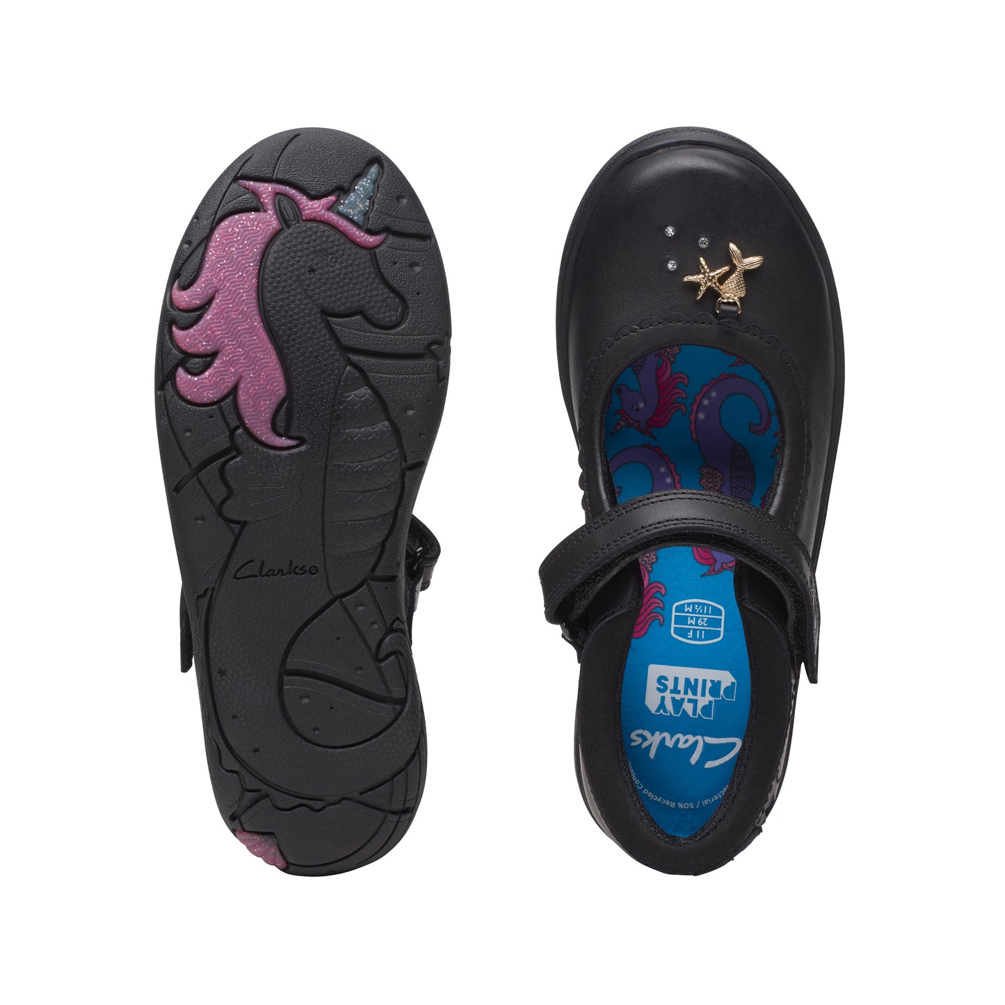 Clarks Relda Sea K Girls Black School Shoe