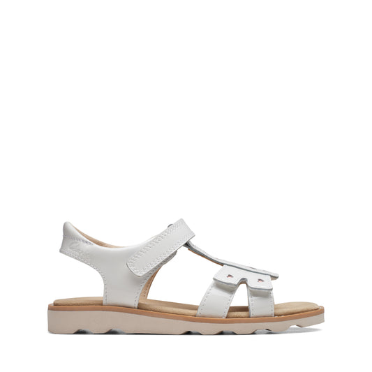 Clarks Crown Beat K Girls White Patent Sandal