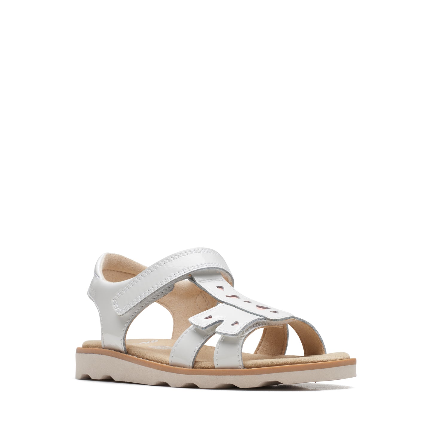 Clarks Crown Beat K Girls White Patent Sandal