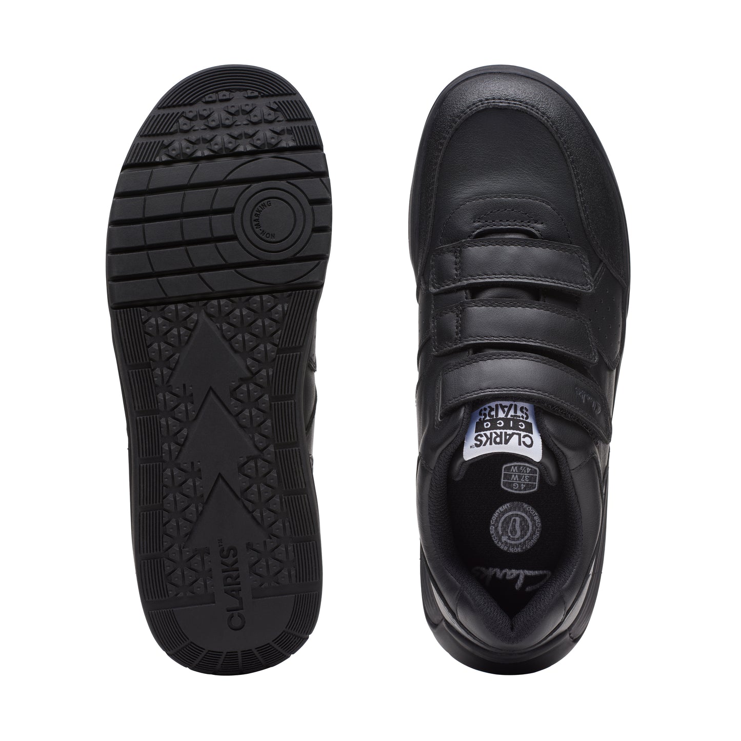 Clarks Cica Star Orb Y Boys Black School Shoes