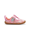 Clarks Roamer Bloom T Pink Girls Canvas T-Bar Shoe