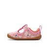 Clarks Roamer Bloom T Pink Girls Canvas T-Bar Shoe