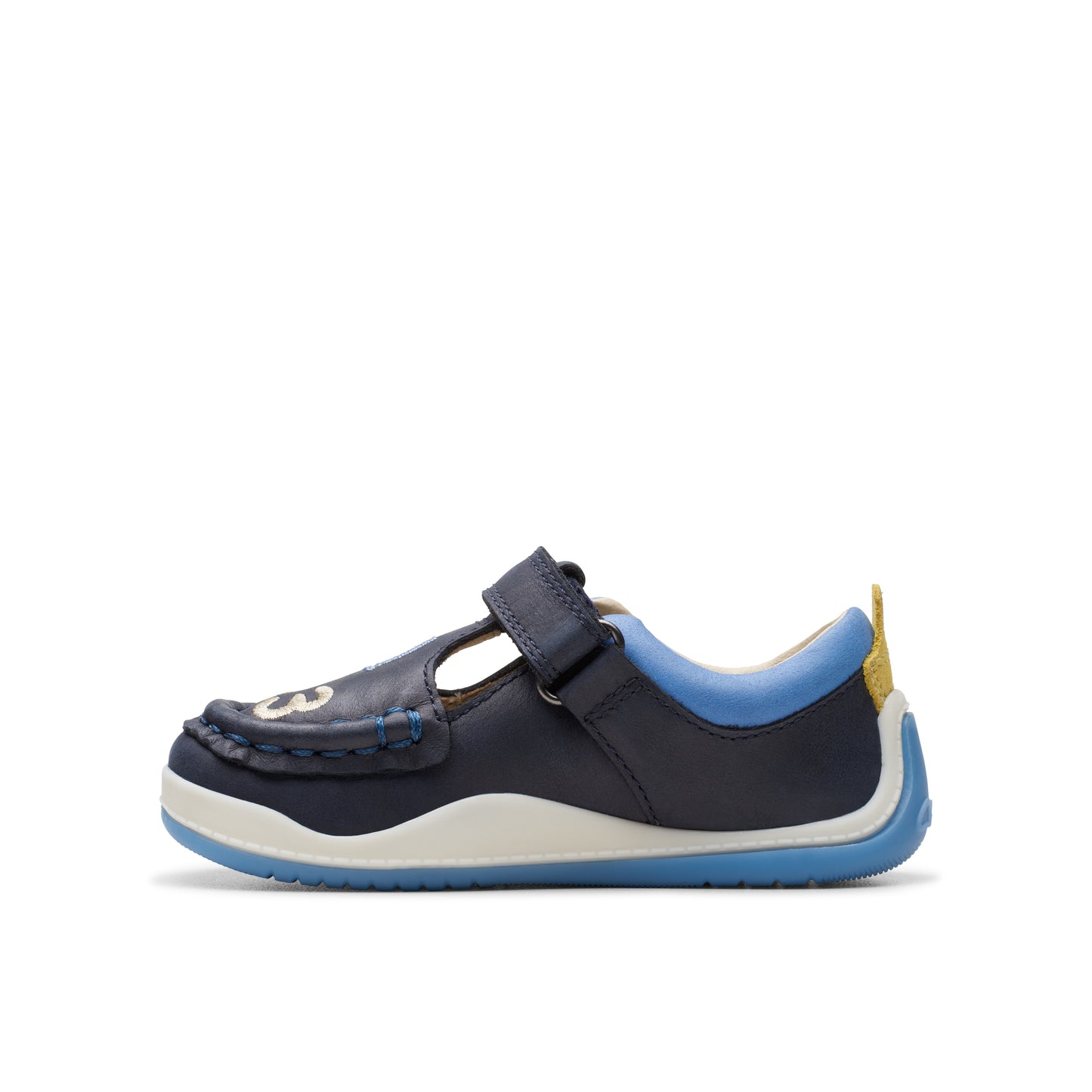 Clarks Noodle Shine T Girls Navy T-Bar Shoe