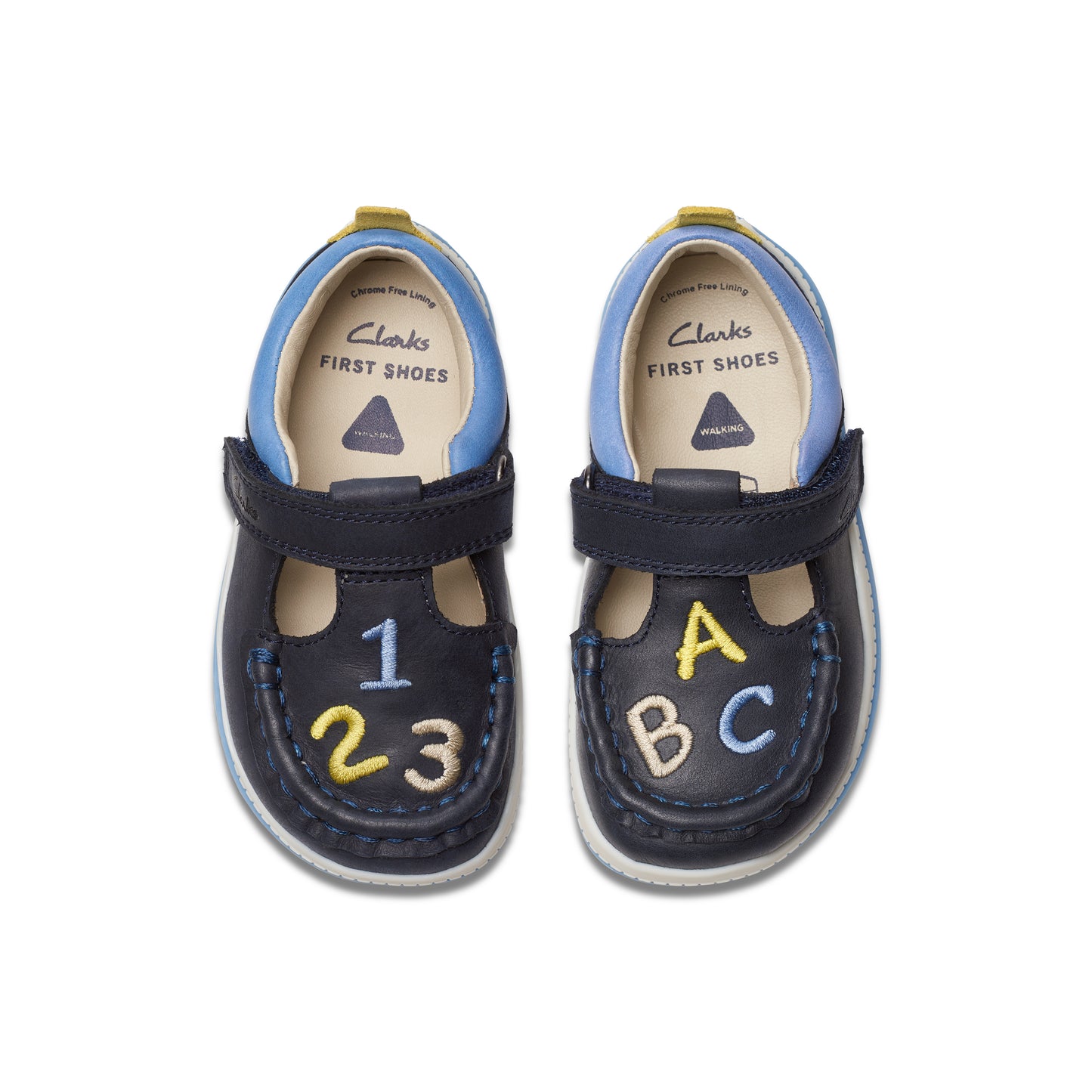 Clarks Noodle Shine T Girls Navy T-Bar Shoe