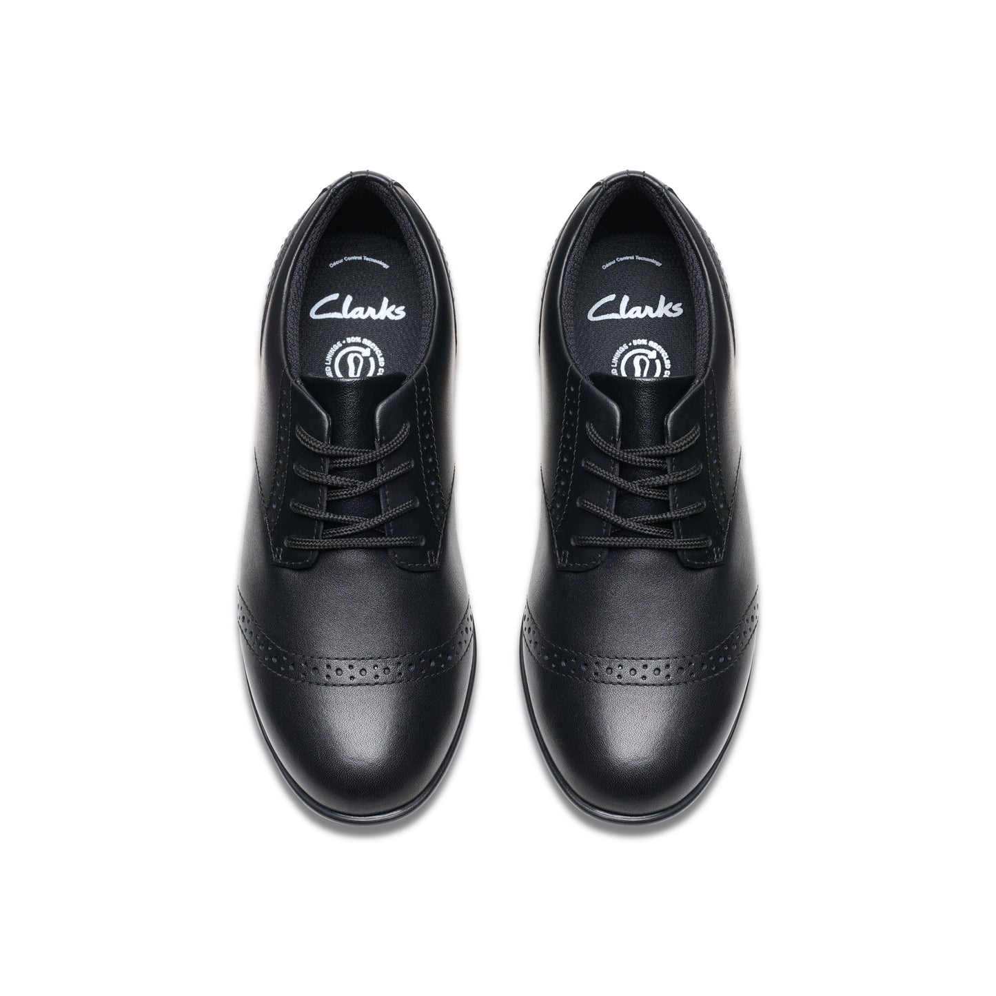 Clarks Finja Brogue O Girls Black School Shoe