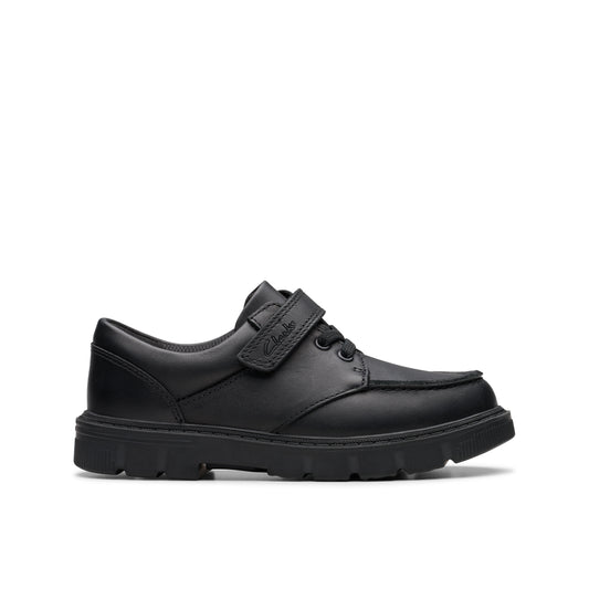 Clarks Lorcam Lane K Boys Black School Shoes