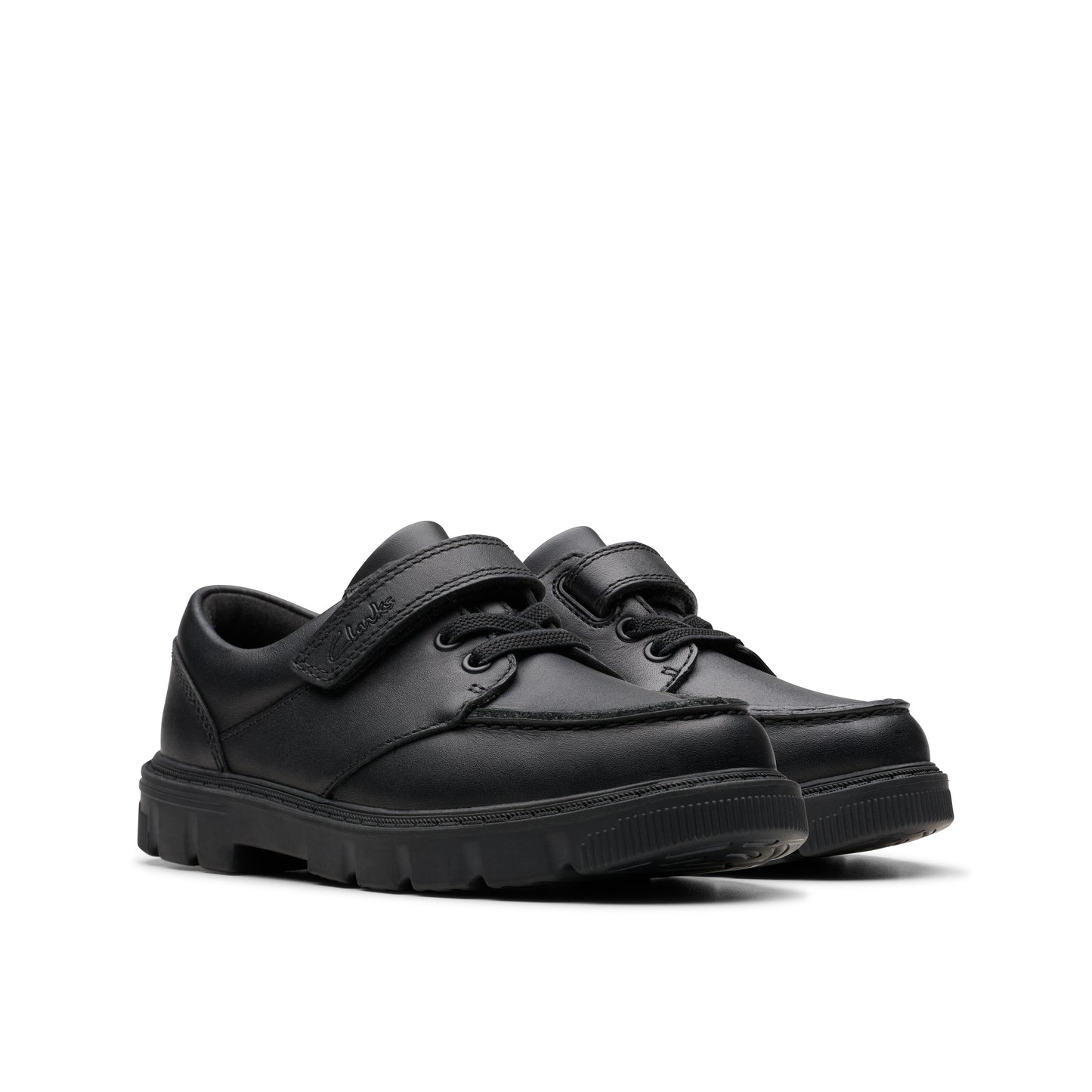 Clarks Lorcam Lane K Boys Black School Shoes