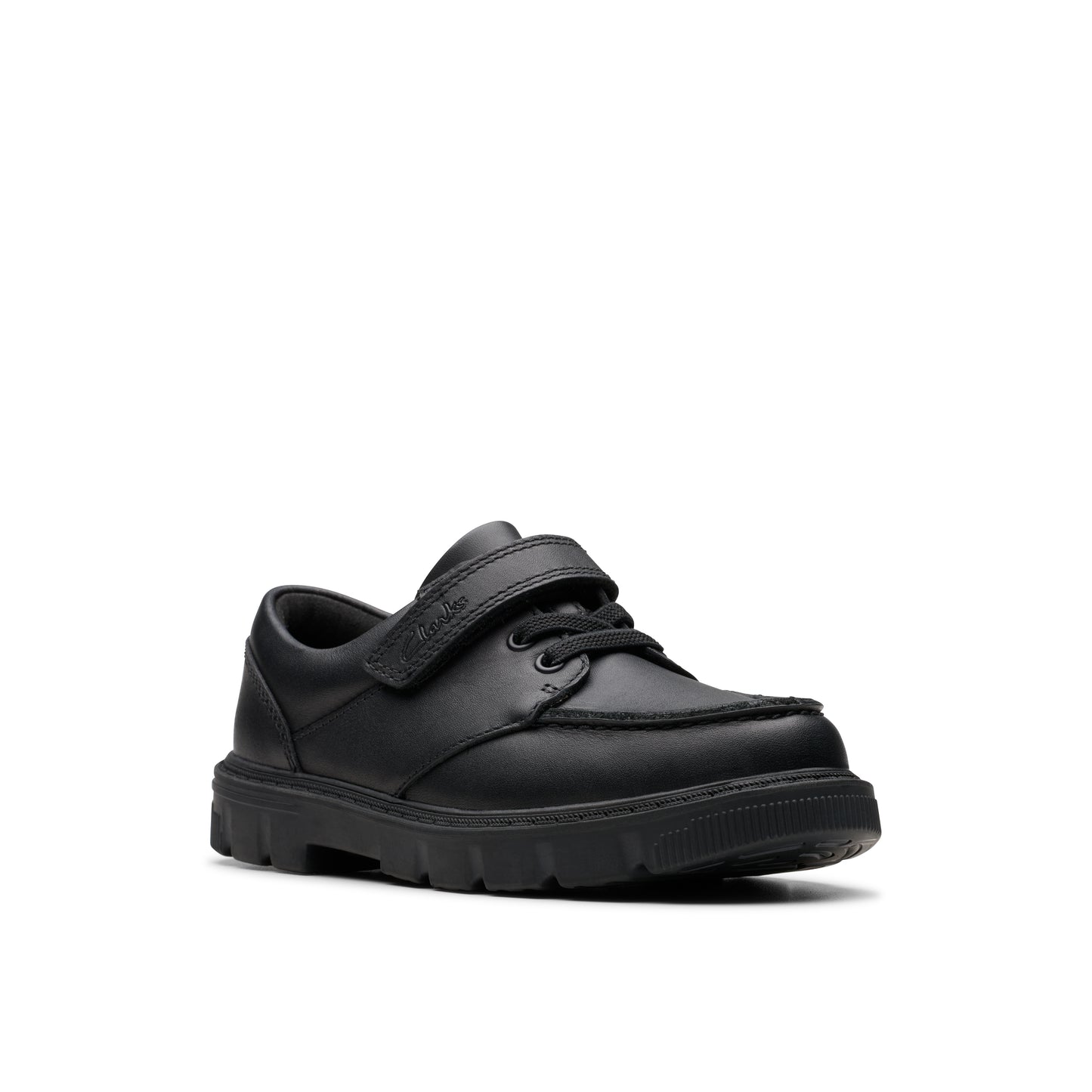 Clarks Lorcam Lane K Boys Black School Shoes