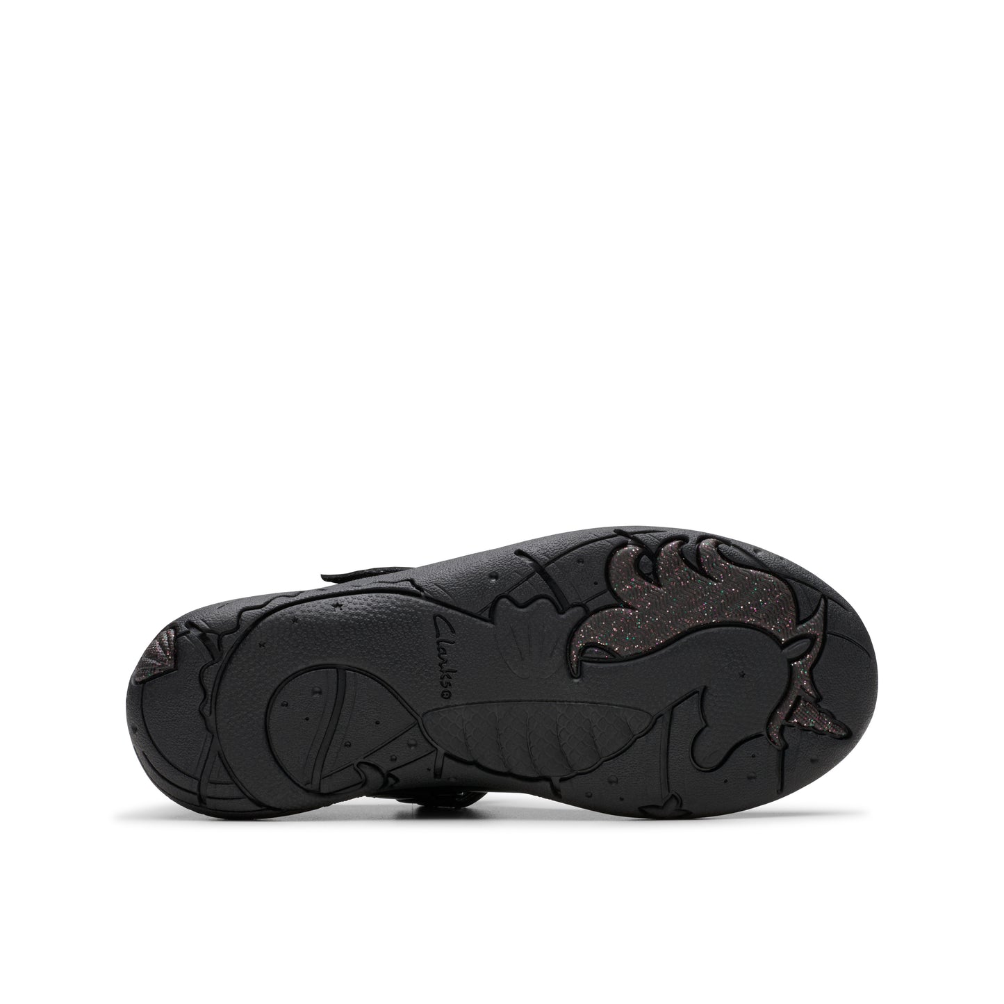 Clarks Relda Gem K Girls Black Patent T-Bar School Shoes