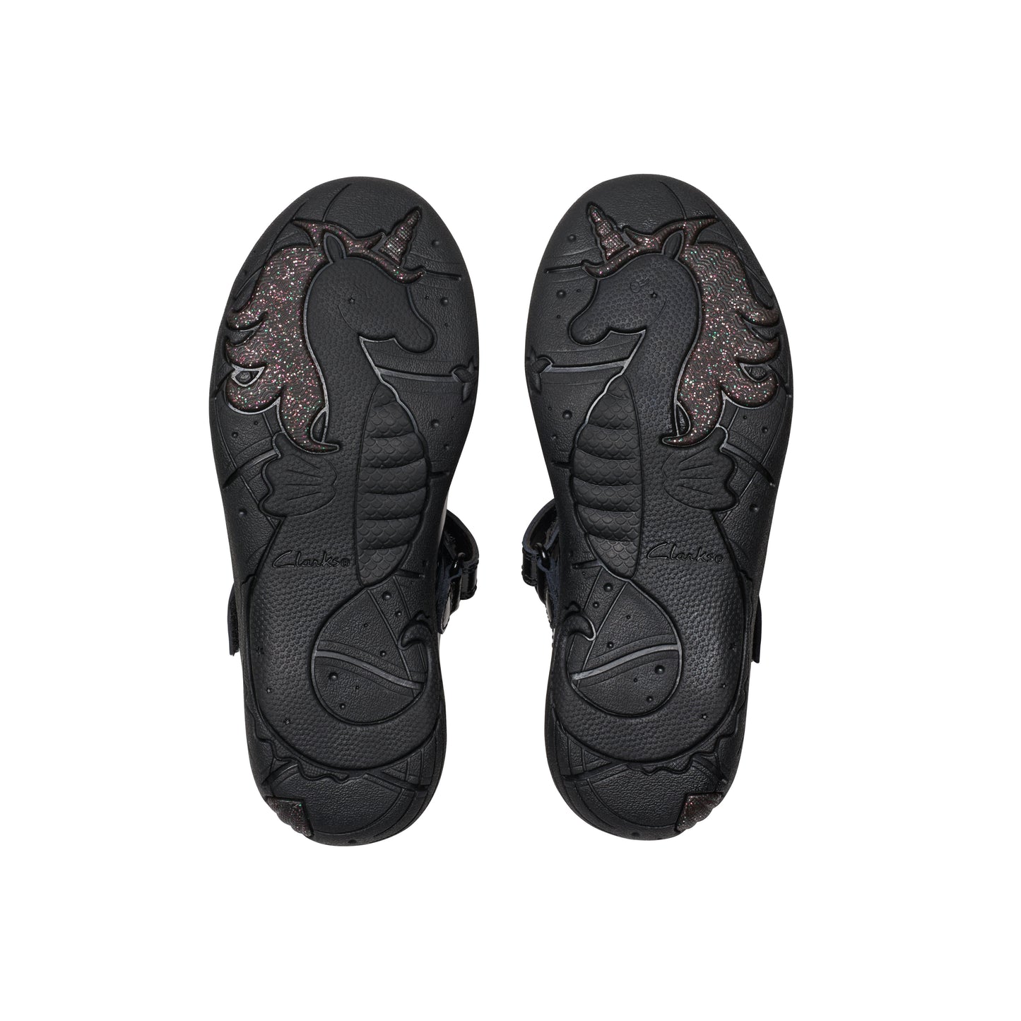 Clarks Relda Gem K Girls Black Patent T-Bar School Shoes