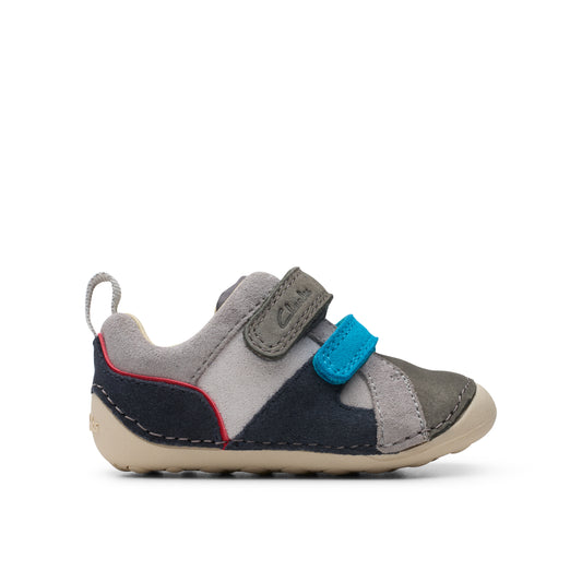 Clarks Tiny Oslo T Boys Grey Combi Pre Walker Shoe