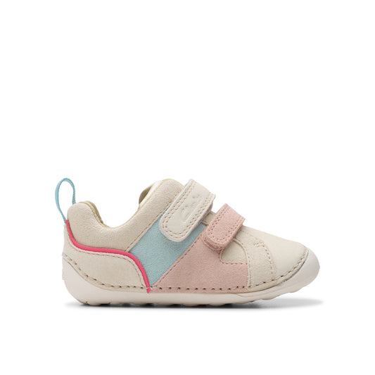 Clarks Tiny Oslo T Girls White Combi Pre Walker Shoe