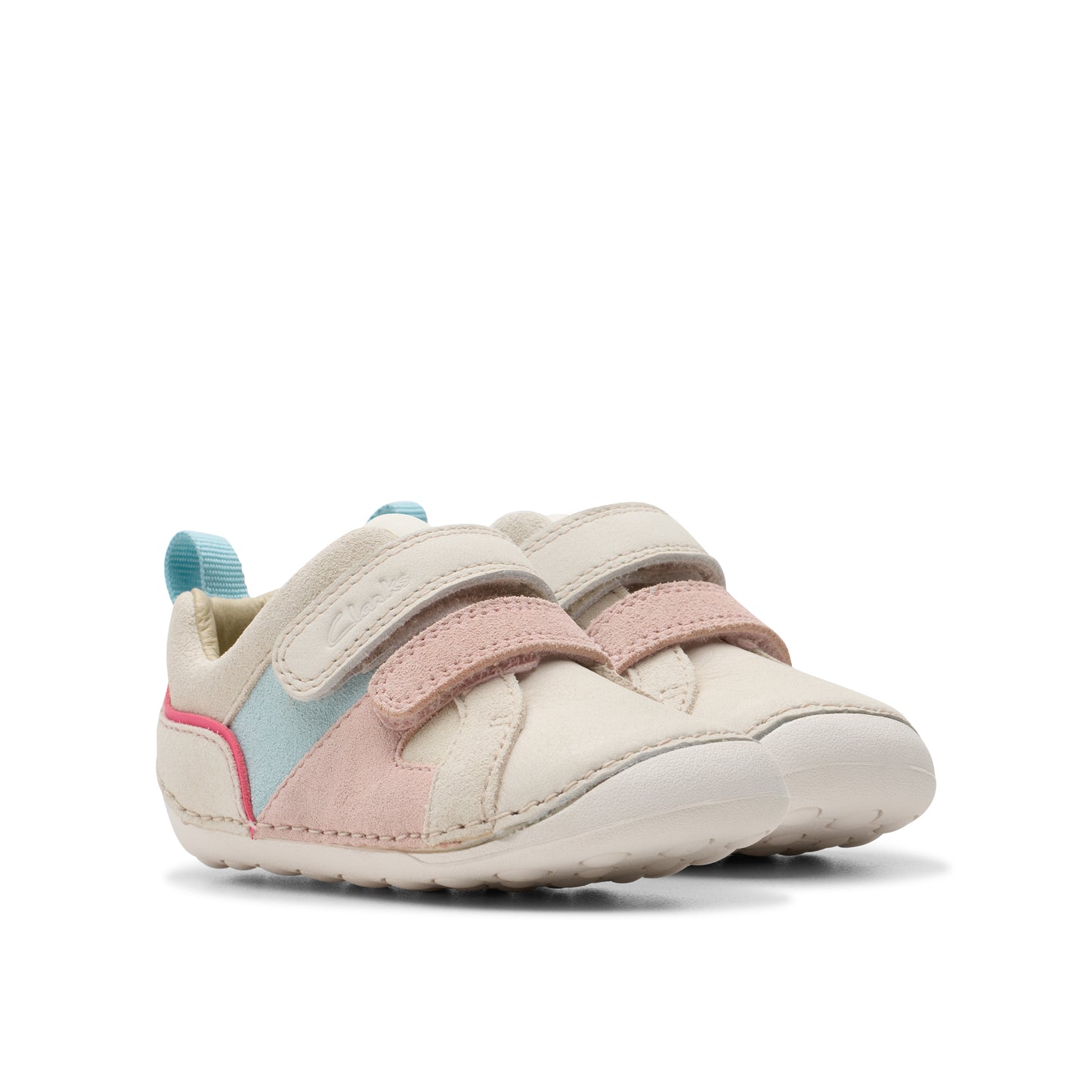 Clarks Tiny Oslo T Girls White Combi Pre Walker Shoe