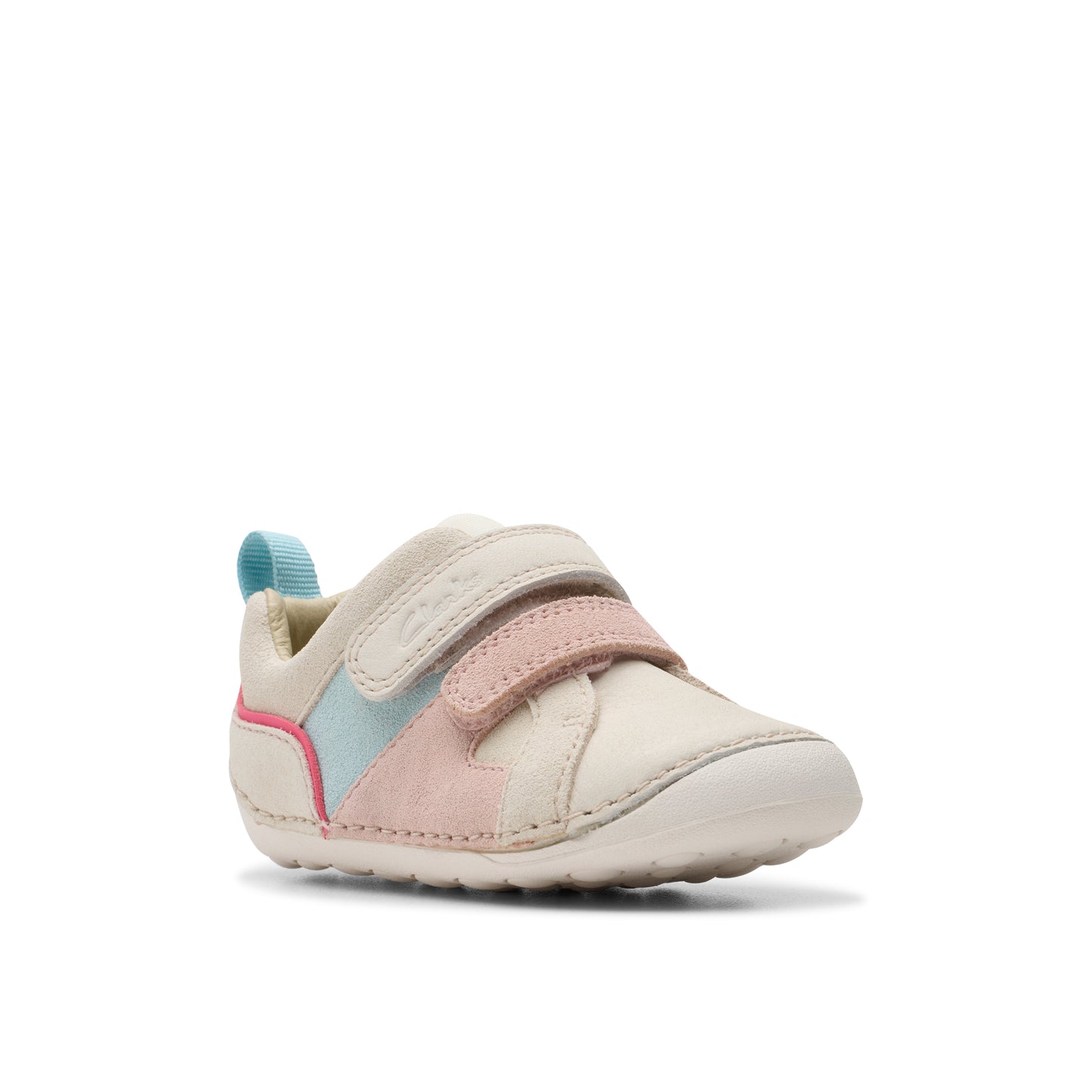 Clarks Tiny Oslo T Girls White Combi Pre Walker Shoe