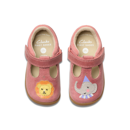 Clarks Roamer Hats T Girls Pink T-Bar Shoe