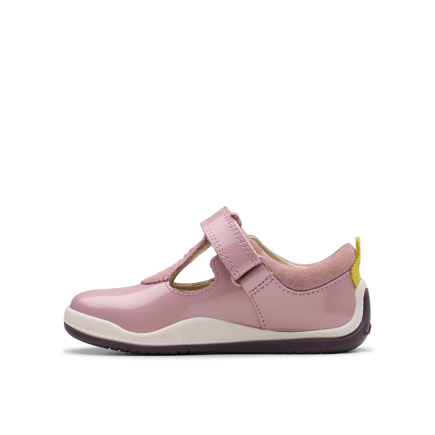 Clarks Noodle Bright T Girls Dusty Pink Patent T-Bar Shoe