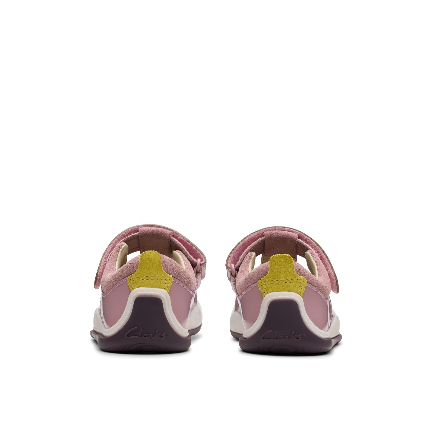 Clarks Noodle Bright T Girls Dusty Pink Patent T-Bar Shoe