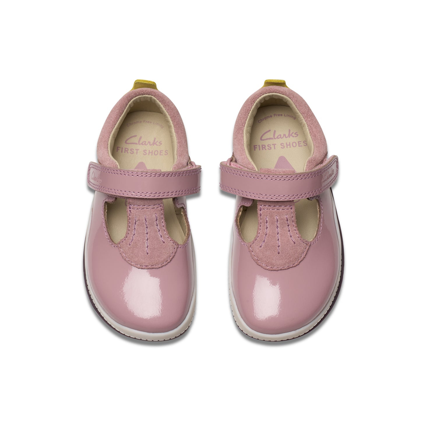 Clarks Noodle Bright T Girls Dusty Pink Patent T-Bar Shoe