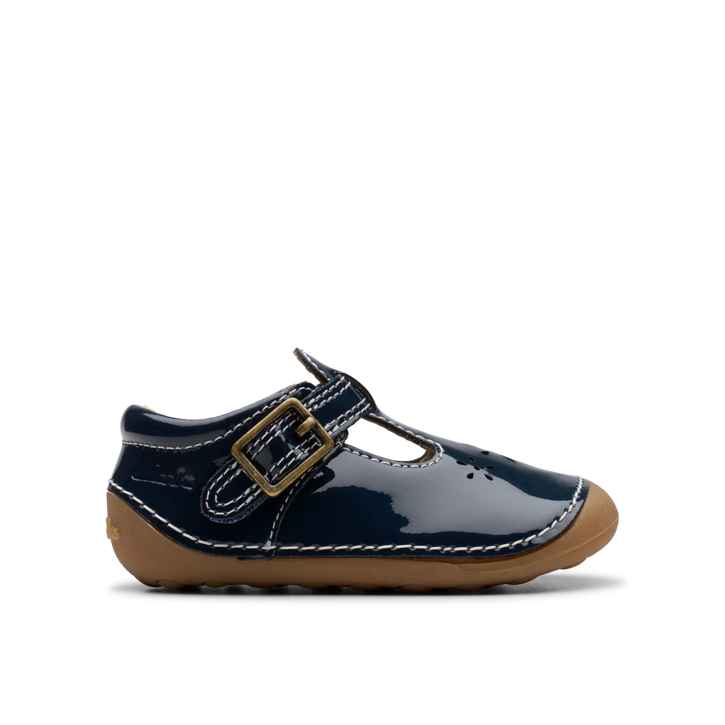 Clarks Tiny Skip T Girls Navy Patent Pre-Walker Shoe