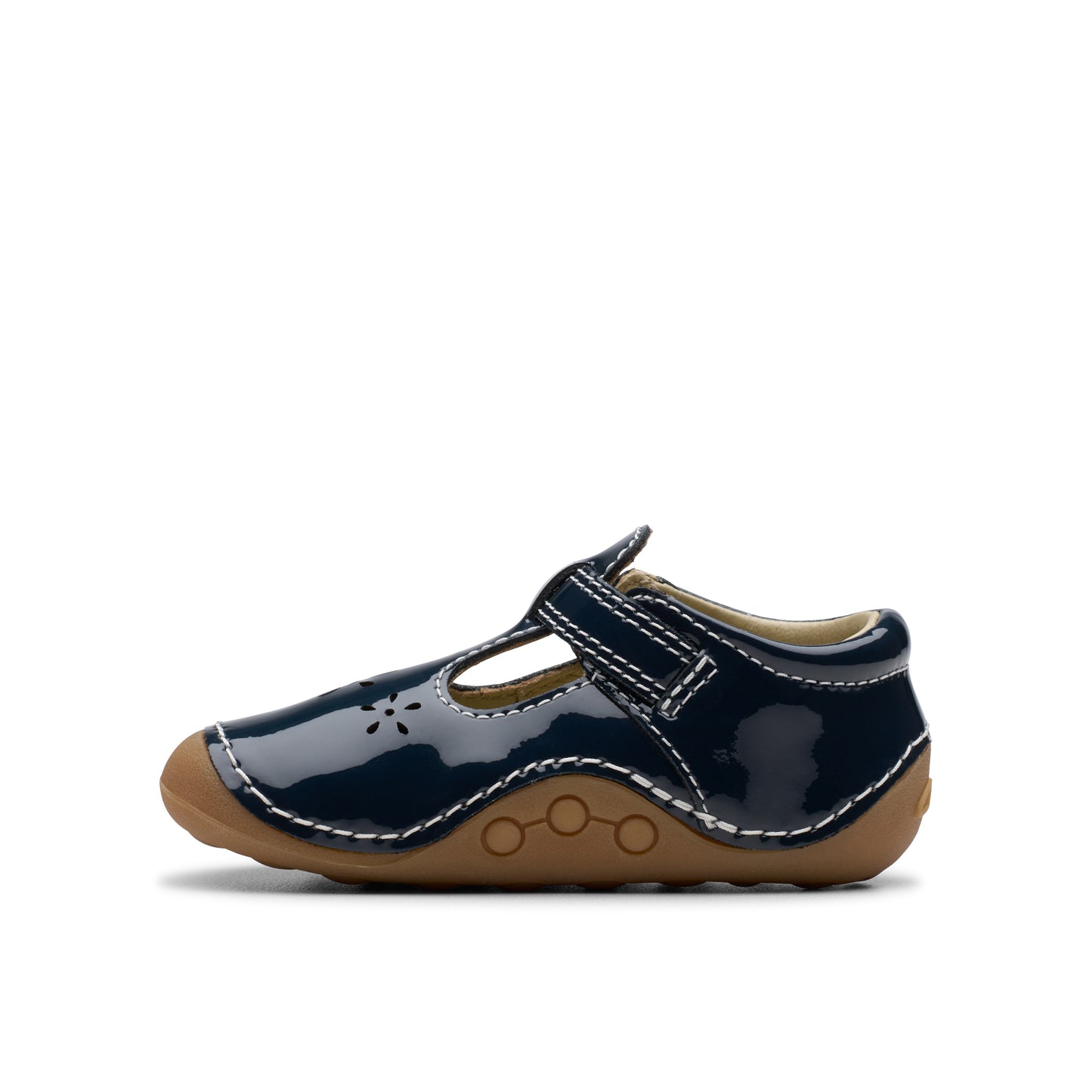 Clarks Tiny Skip T Girls Navy Patent Pre-Walker Shoe