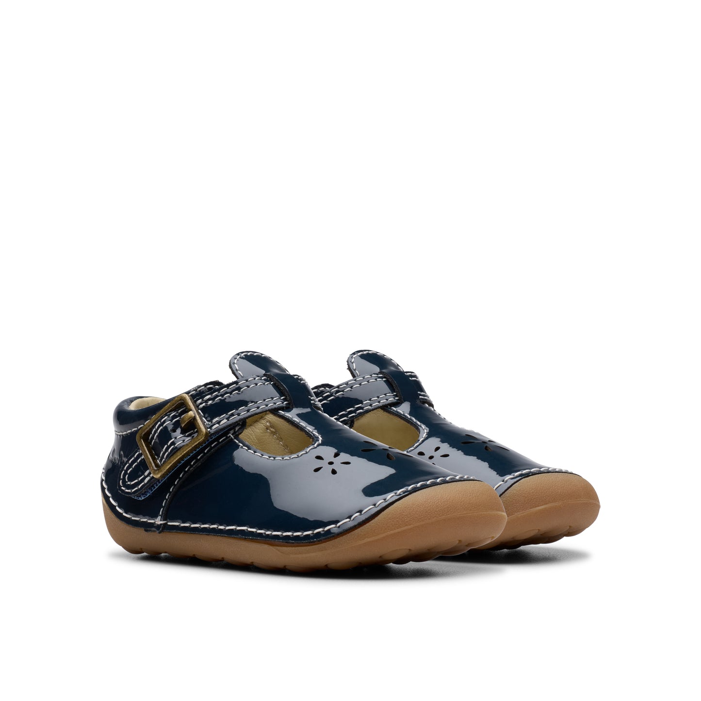 Clarks Tiny Skip T Girls Navy Patent Pre-Walker Shoe