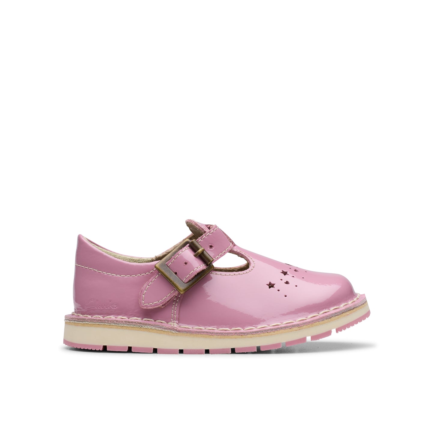 Clarks Joyful Skip T Girls Pink Patent Toddlers T-Bar Shoe