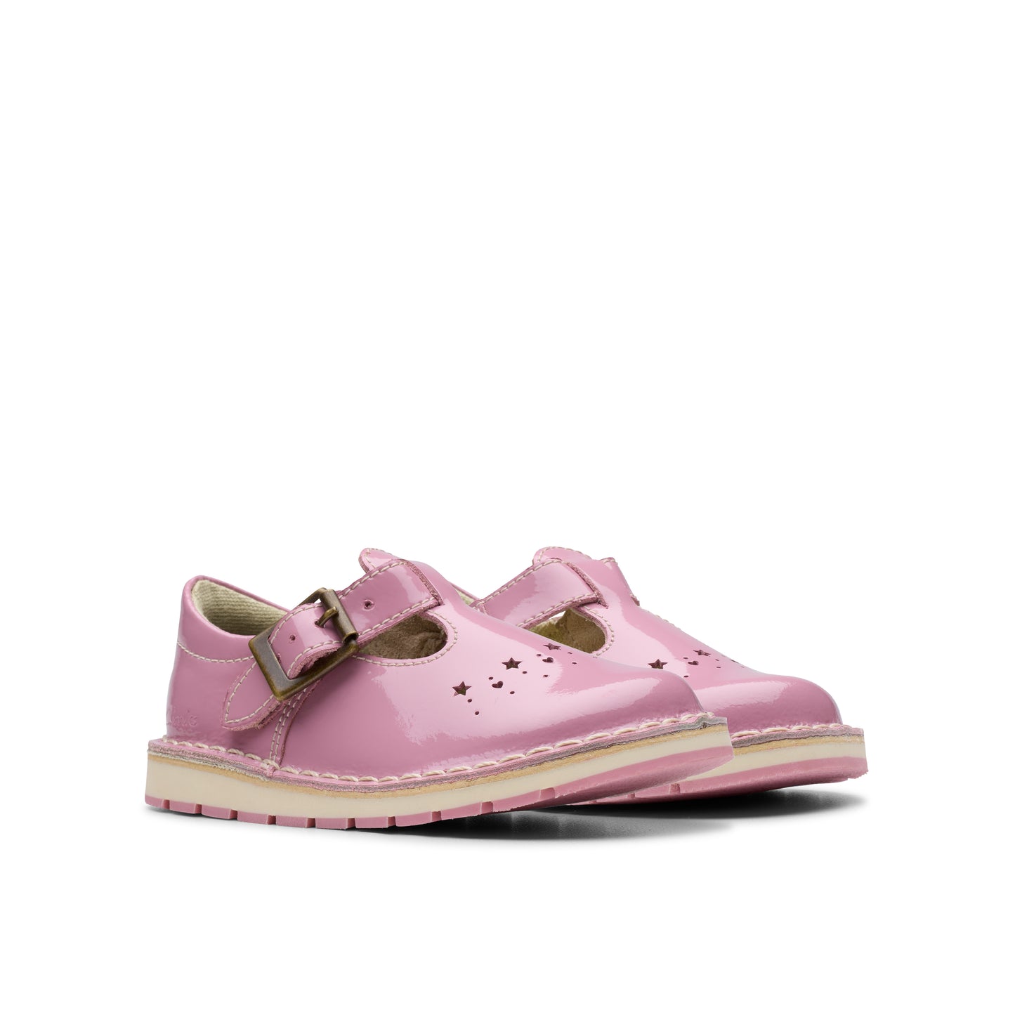 Clarks Joyful Skip T Girls Pink Patent Toddlers T-Bar Shoe