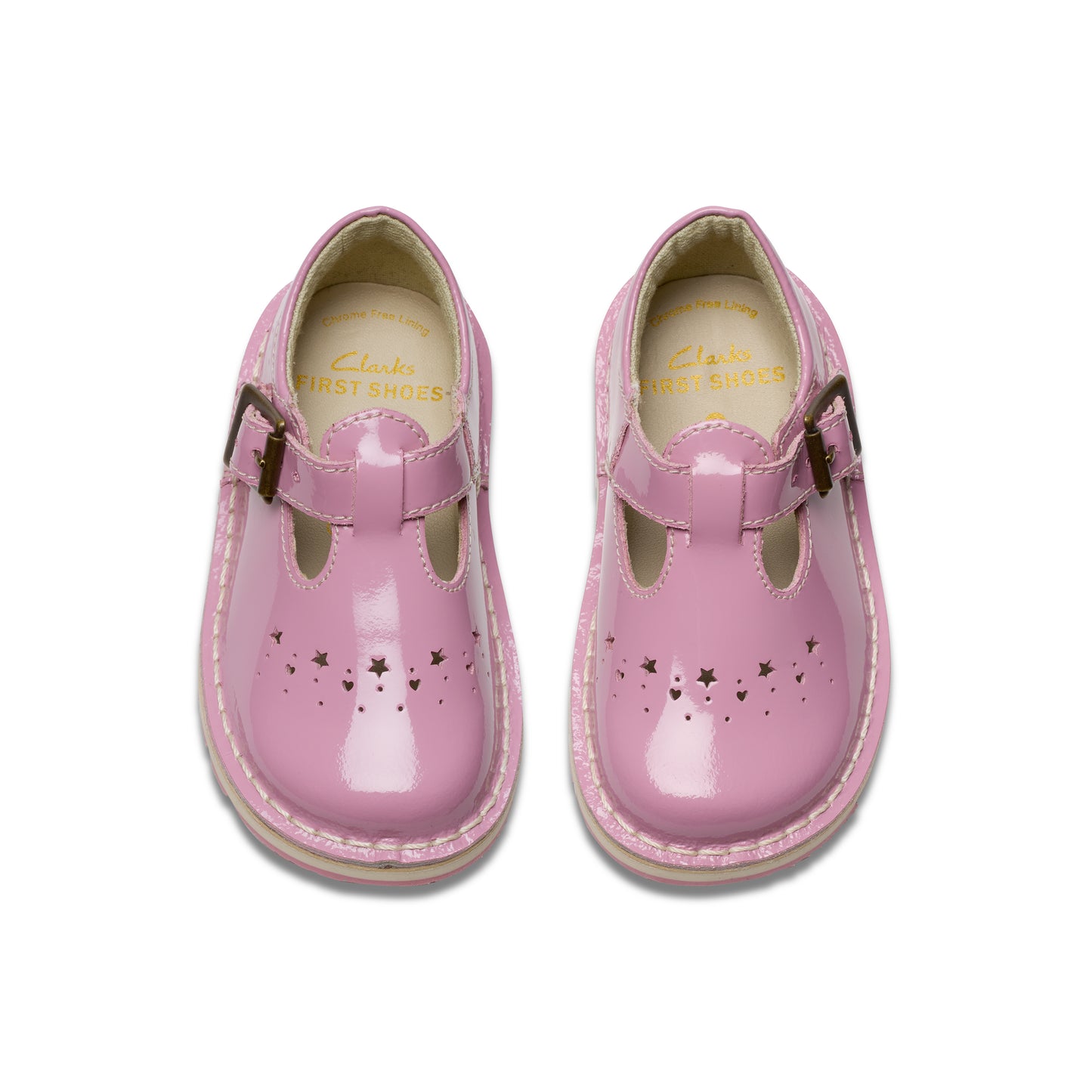 Clarks Joyful Skip T Girls Pink Patent Toddlers T-Bar Shoe